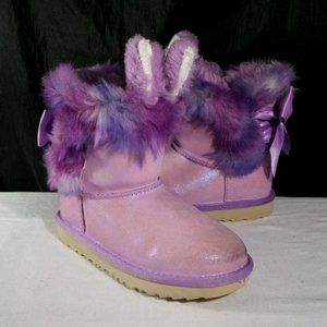 UGG PAZ CLASSIC II PURPLE SHIMMER SHEEPSKIN & SHEARLING ANKLE BOOTS 12K 1103624T